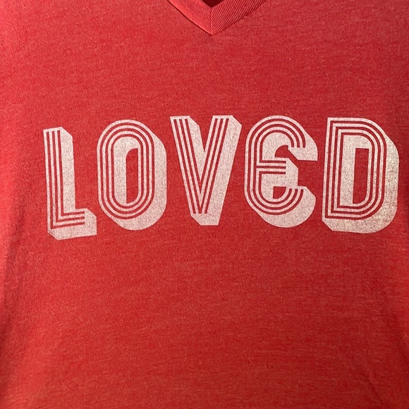 NWOT • BELLA CANVAS RED “LOVED” LOGO T-SHIRT - Picture 2 of 5
